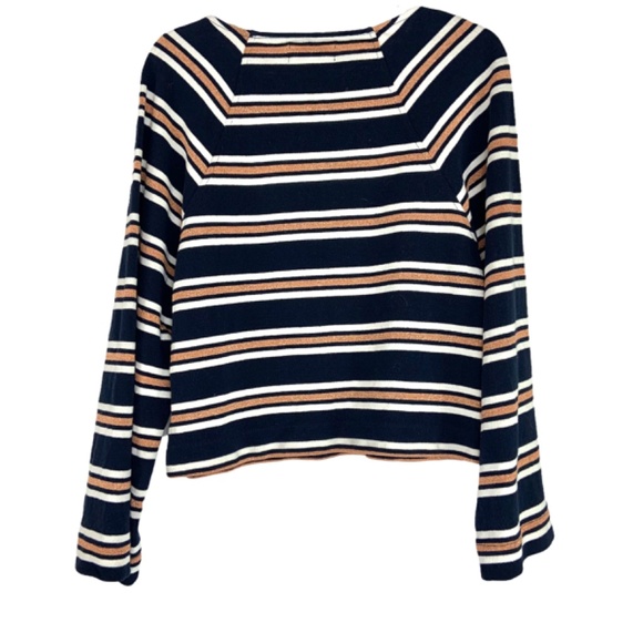 Madewell Texture & Thread Striped Pullover Boxy Sweater Flare Sleeve - Picture 6 of 7